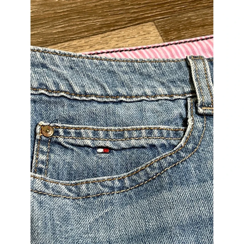 Tommy Hilfiger Y2K Denim Mini Skirt Medium Wash Blue Cotton Preppy Size 18